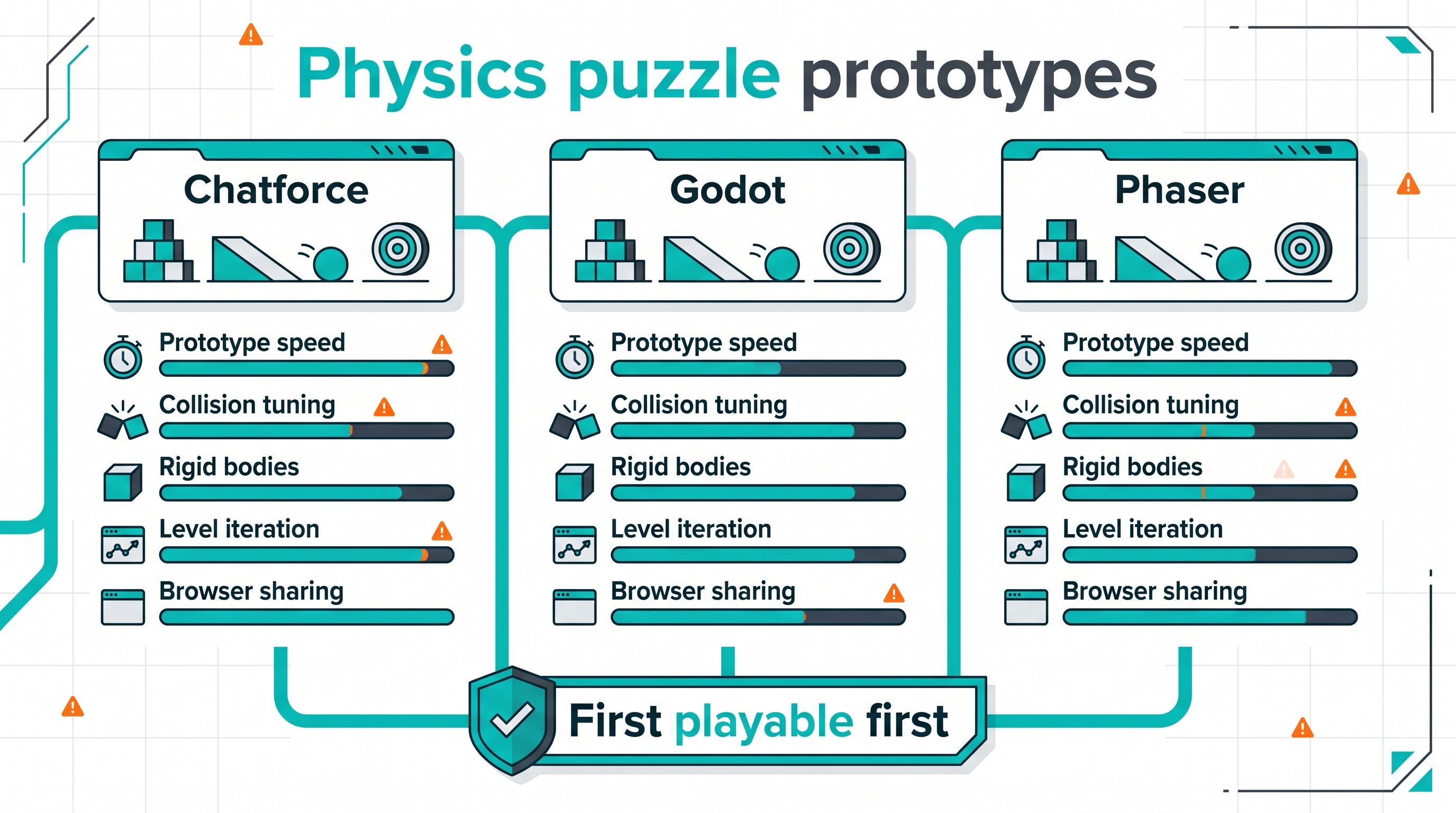 Chatforce vs Godot vs Phaser for Physics Puzzle Prototypes in 2026: Which Tool Finds the Toy Fastest?