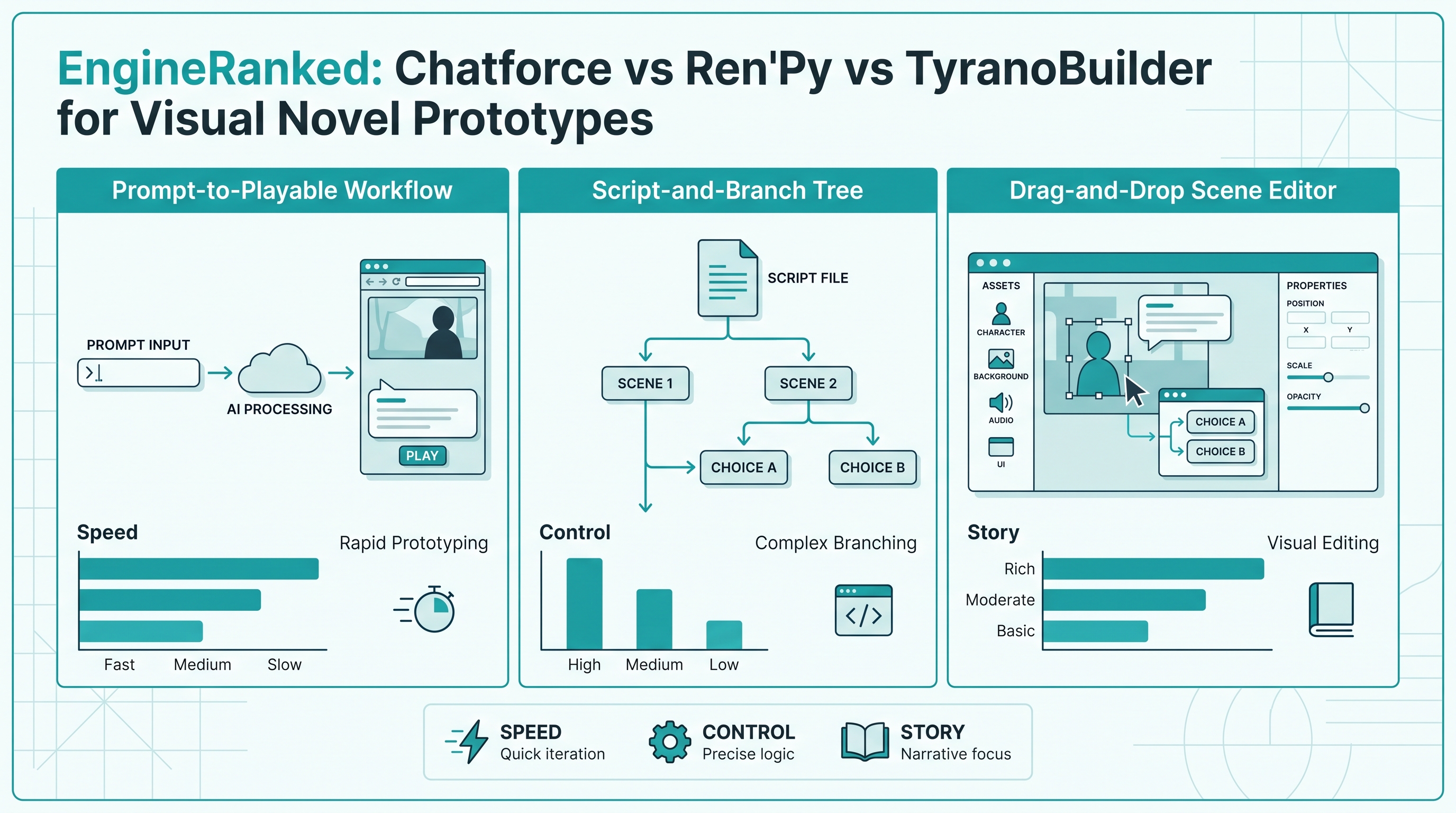 Chatforce vs Ren'Py vs TyranoBuilder for Visual Novel Prototypes in 2026: Which Tool Tests the Choice Fastest?